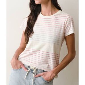 Marine Layer Swing Crew Tee in Rainbow Stripe, Medium (D4)